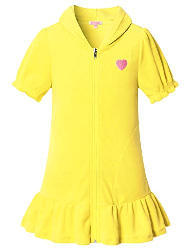 Girls' Terry Swimsuit Cover Up Hooded Zip Beach Robe Swim Cover-Up Yellow 10 11 #TOP7