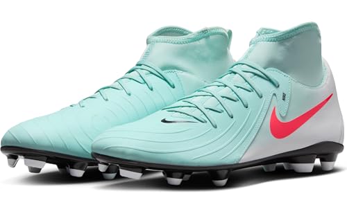 Nike Phantom Luna 2 Club MG High-Top Soccer Cleats (FJ2558-300, Mint/Off Noir/Atomic Red)2