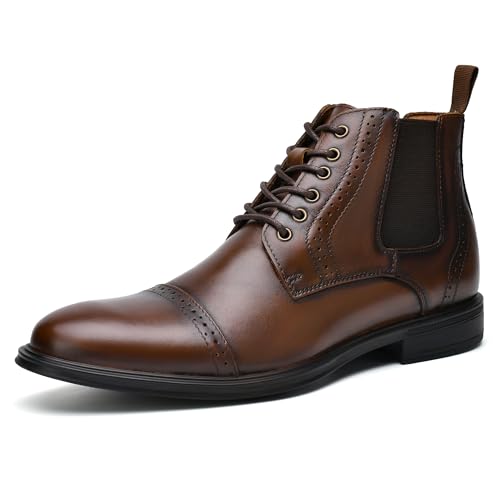 Image of ArcBrothers Men's Chelsea Boots, Relaxed Fit Roomy Toe Box Design, Premium Leather Slip-on Ankle Boots, All-Day Comfort
