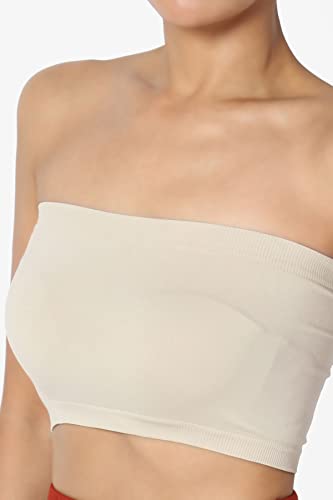 Image of TheMogan Women's Seamless Bandeau Bra Tube Top Strapless Nylon /Span Stretch Bralette