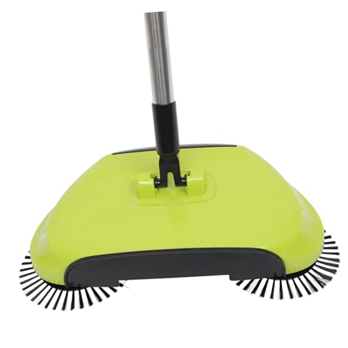 CONGARTENO Multi Function Push Broom with Dustpan and Trash Bin Floor Sweeper for Hard Surfaces Rotating Mop for Efficient Cleaning Green