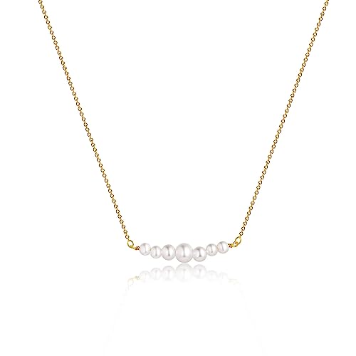 Kyerlyn K-NK-7 PEARL-GD Dainty Pearl Pendant Necklace For Women 14K Gold Plated Barque Pearl Chain Necklace Handmade Cultured thumb #8