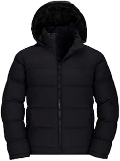 جاكيت منفوخ مع غطاء للرأس قابلة للازالة للنساء, أسود, XL