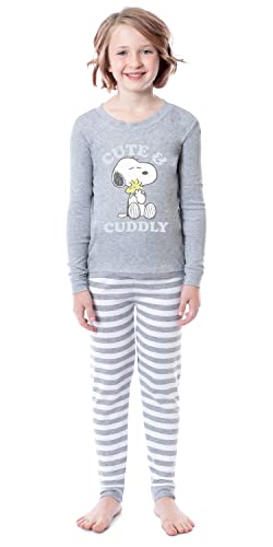 INTIMO Peanuts Girls' Child Unisex Snoopy Woodstock Cute & Cuddly Sleep Pajama Set