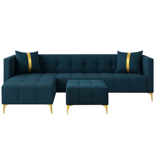 Image of Sleepify Livingstyle 6 Seater LHS L Shape Sofa Set with Centre Table (Teal)