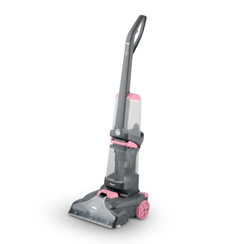 Swan SC17321QOC TV’s Queen of Clean Carpet Washer with Vibrating Wide Bristle Bar, Extension Hose and 250ml Carpet Cleaner Solution, 2.1L, Pink