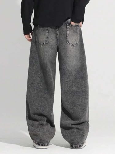 Image of KOTTY Baggy-Fit Denim: Men Zip Fly Washed Cotton Spandex Lightweight Durable Everyday Streetwear Baggy Fit Jeans