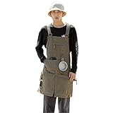 [Makalu] アウトドア エプロン キャンプ エプロン BBQ エプロン 焚き火 耐熱 生地 防護 車中泊 しゃちゅうはく 携帯 けいたい outdoor キャンバス 前掛け カフェエプロン ワークエプロン 作業用 職人 フリーサイズ 男女可 (カーキ)