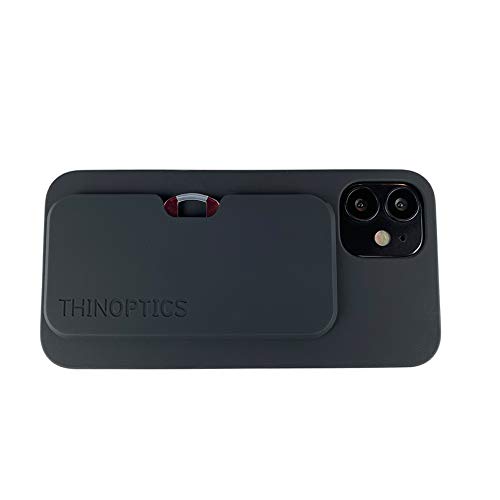 Image of Thinoptics iPhone 12 Mini black slimline case with 1.5 PURPLE glasses