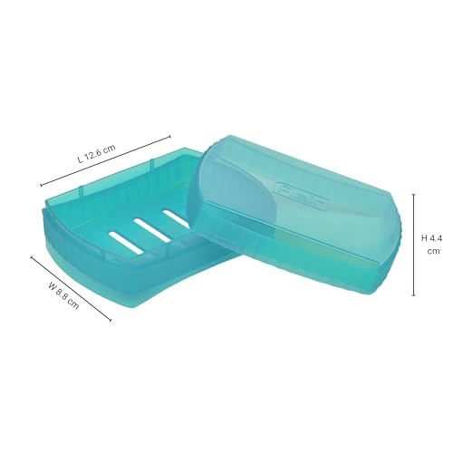 Image of FLAIR Estella Soap Case with Drainage | Reusable & Durable Soap Box | Modern Bathroom Soap Holder (1, T.Green)
