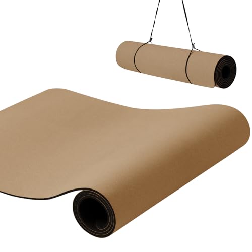 Narwhal Yogamatta, korkmatta, yogamatta, gymnastikmatta, sportmatta, fitnessmatta, halkfri träningsmatta, 183 x 61 x 0,6 cm, hållbar korkmatta