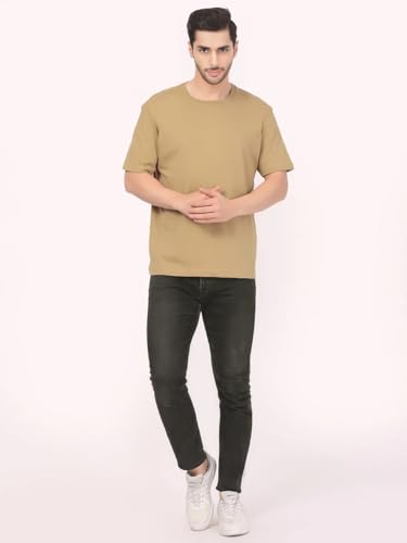 Image of Men's Plain Cotton Crew Neck T-Shirt Regular Fit Short Sleeve Tee