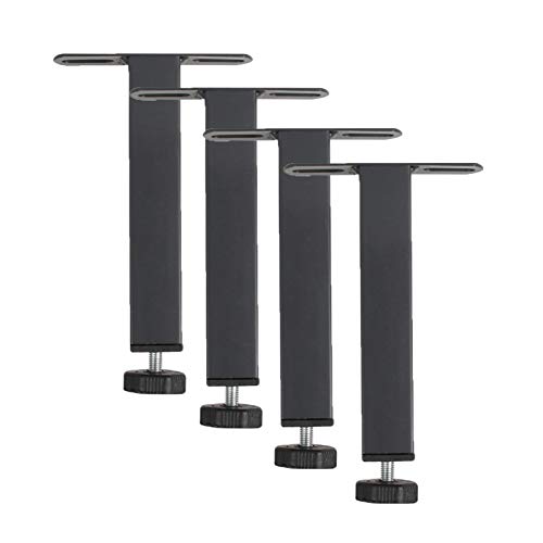 4 Möbelfüsse für Bett Möbelbeine Bett Möbelfüße Metall Verstellbar Stützfuß Doppelloch vom Typ T Bettbeine Unterstützung Füße für Möbel Bettrahmen Zubehör,Graue Farbe,Mit Schrauben(22cm) Cover