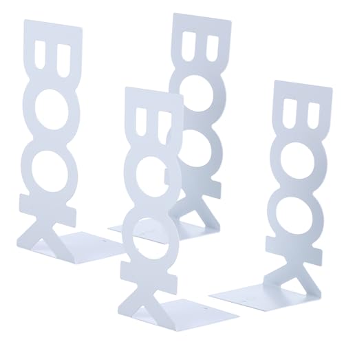 WRITWAA 4 Piezas Soporte de Libros Metálico Creativo con Diseño de Letras de Sujetalibros Antideslizantes para Estanterías para Oficina Hogar y Biblioteca