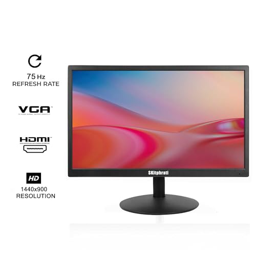Image of SKitphrati 17 inch PC Monitor LED Monitor 1440x900, 75HZ, 5Ms, 16:10, Viewing Angle 95(Horizontal),TN Panel, VESA Wall Mountable, VGA & HDMI Port, Black