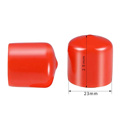 Screw Thread Protectors, PVC Rubber Round Tube Bolt Cap Plastic End Cap Cover Thread Protectors Red, Inner Dia 23mm, 50 Pcs - Image 2