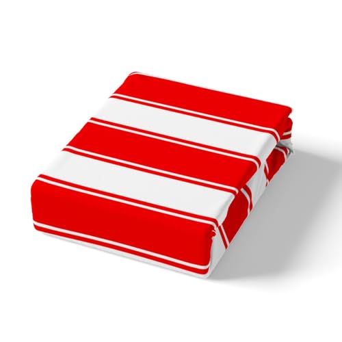 Parure de lit 3 pièces à rayures rouges et blanches pour lit double - 6