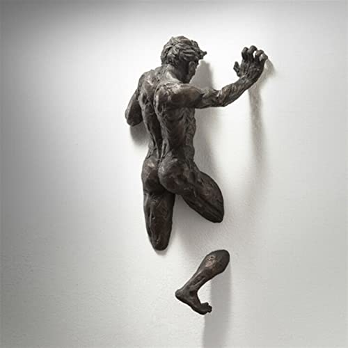 Escultura antigua Hombre fragmentado en la pared Arte Estatua Resina Gente Arte de la pared Estatua de bronce Decoración del hogar Escultura Adornos for colgar en la pared Esculturas ( Color : 1 , Siz