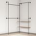 DABILONGC Industrial Pipe Clothing Rack Wall Mounted Heavy Duty, Space Saving Garment Hanger System for Wardrobe/Walk-in Closet (Black, 2 Tier)