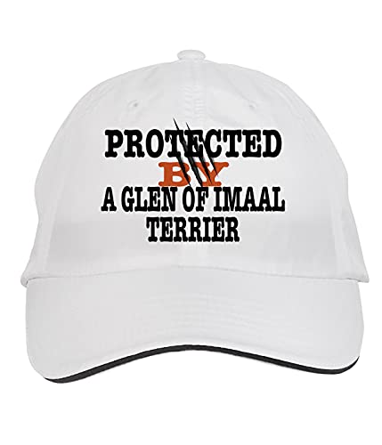 Protected by A Glen of Imaal Terrier Dog Gorra Ajustable Blanca miniatura 1