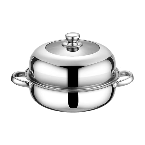 Bright Home Stainless Steel 1-Layer Food Steamer with Lid Healthy Fast & Easy Cooking for Vegetables Fish Dumplings & More