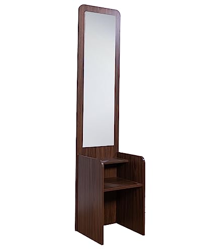Image of DeckUp Zeus Engineered Wood Dressing Table with Mirror (Walnut, Matte Finish)
