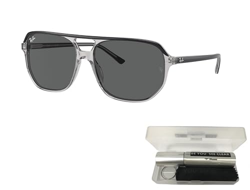 Ray-Ban RB2205 Sunglasses Bundle: RB 2205 BILL ONE 1396B1 Bill One Dark Gray On Transpar and Eyewear Cleaning Kit2
