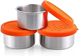 nicelock Small Stainless Steel Food Storage Containers | Nesting Snack Boxes Set of 50 ml, 100 ml, 220 ml | Dressing Pots Salad Condiment Containers for Baby Weaning Food Kids Snacks Desserts BPA-Free