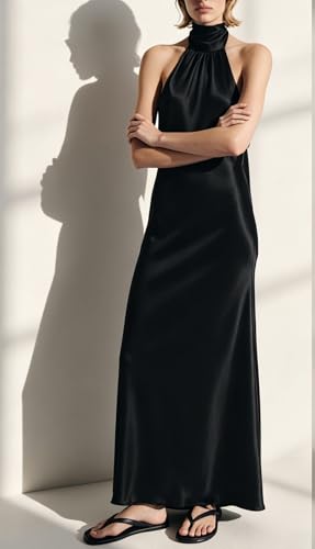 Image of Yiulangde Women's Backless Smocked Maxi Dress Sexy Spaghetti Strap Cut Out Flowy Beach Long Dress Vacation Casual Sundresses