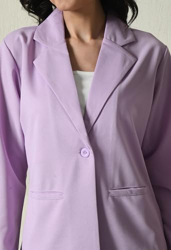 Image of Women's Lyocell Casual Solid Full Sleeve Collared Top and Pant Set with Blazer | Western Set for Women