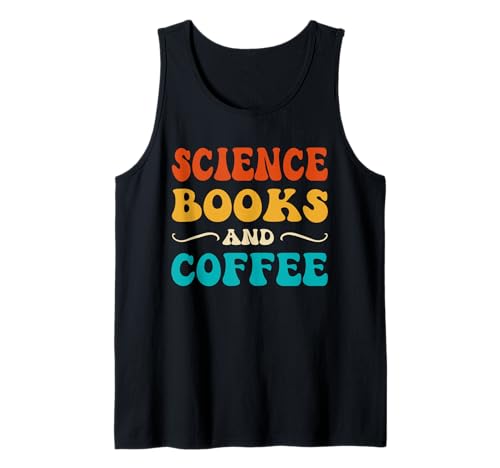 Uomo Groovy Funny Science Books and Coffee Reading Caffeine Amante Canotta