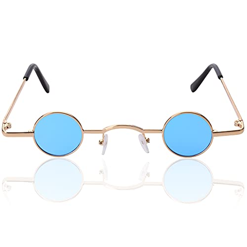 JUFORHQC Minimal Sunglasses in The World Retro Glasses Out-of-The-Ordinary Sunglasses with Extremely Small Lenses Unisex(Color:F)