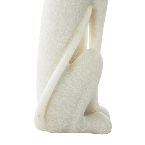 Estatua decorativa de perro crema en polystone 3x4x15 pulg miniatura 4