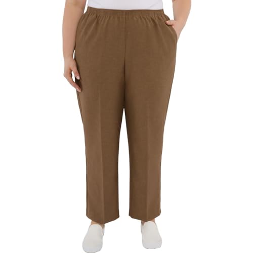 Alfred Dunner Size Womens Plus-sizeclassic Signature Fit Textured Trousers with All-Around Elastic Waistband