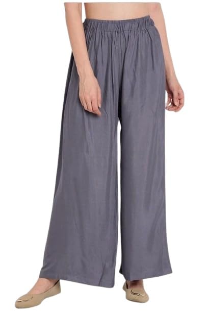 Reyon Cotton Palazzo Pants Grey-image-13