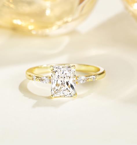 TIGRADE 3CT Engagement Ring for Women Radiant Cut Cubic Zirconia Wedding Band CZ Promise Anniversary Ring Size 3-12.52