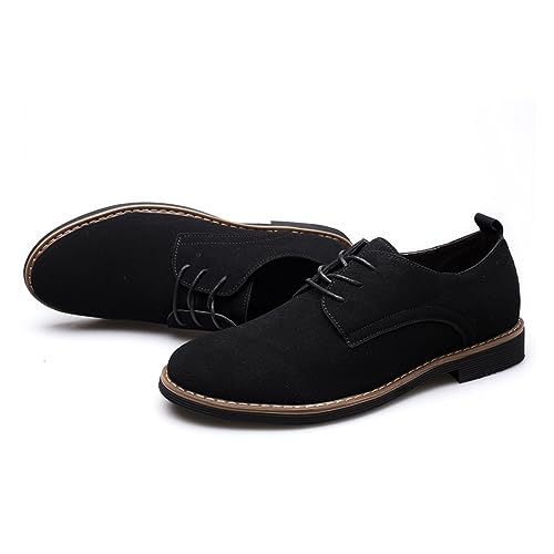 Men Fashion Oxford Shoes Lace Up Pointed Toe Block Heel Flats Suede