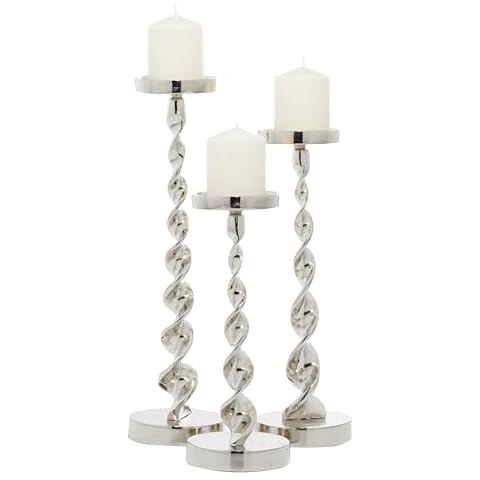 Deco 79 Silver Aluminum Candle Holder Set Cover