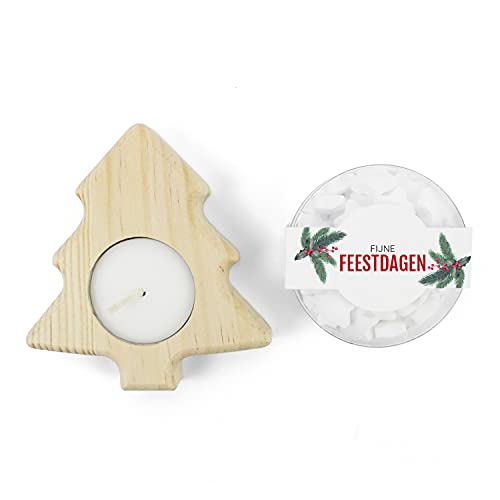 THNX - Kerst Cadeau - Fijne Feestdagen - Kerstboomkaars - Pepermunt - Brievenbuscadeau - 20 x 18.5 x 2.8 - Afbeelding 3