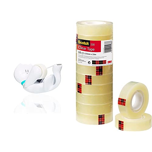 Scotch distributeur chat et son ruban magique invisible 15mm x 33m