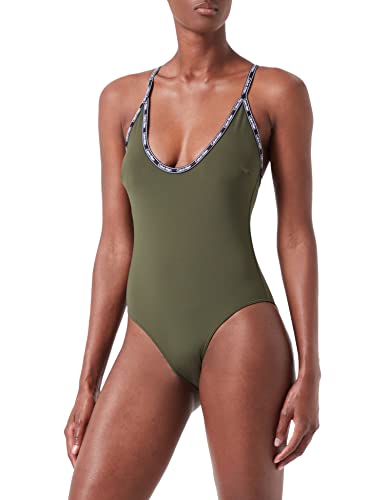 Calvin Klein Racerback Onepiece KW0KW01919 Espalda de Corredor, Verde (Crocodile Green), S para Mujer