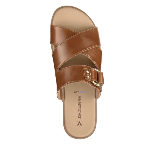 Johnston & Murphy Women’s Shayla Cross-Band Slides, Women’s Slip On Leather Shoes, Flat Sandals for Women2