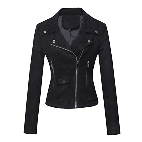 Veste en daim amincissante pour femmes à manches longues et revers casual