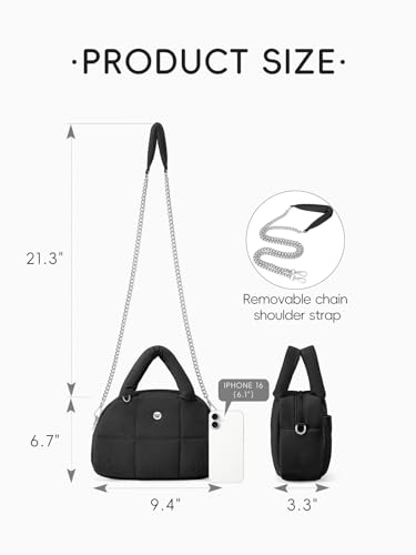 WESTBRONCO Small Puffer Crossbody Bags for Women Puffy Nylon Shoulder Bag Womens Quilted Handbags with Chain Strap for Daily2