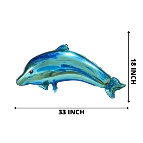 Image of Party Decorz Dolphin Foil Balloon |Dolphin Blue Foil Balloon Big Size (18X33 Inch, 1 pcs) Ocean Animal Theme Birthday /Party Foil Balloon For Children Birthday Party Decoration
