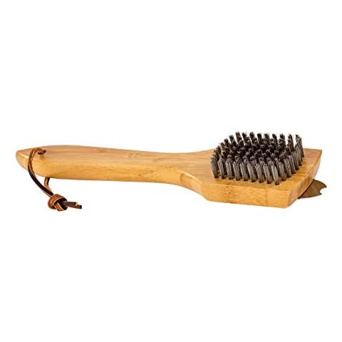 Weber 12-Inch Steel Grill Brush with Bamboo Handle Cover