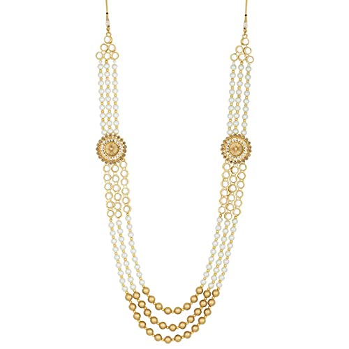 I Jewels Indian Wedding Bollywood Layered Gold Plated Dulha Moti Mala Long Groom Necklace/Mala For Men2