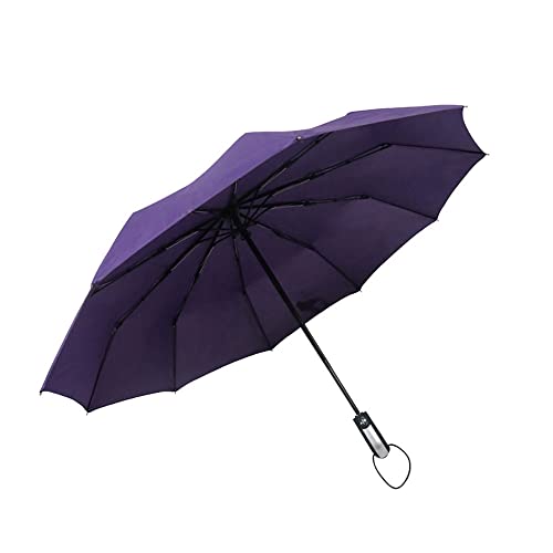 Parapluie compact automatique résistant à vent violet pliable - 2