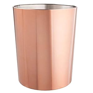 mDesign – Prullenmand – afvalbak – voor de badkamer – voor thuis en kantoor – compact/metaal/ronde vorm – roségoud