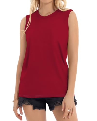Image of Womens Tank Tops Summer Casual Sleeveless Top Loose Fit Basic Tunic Shirts